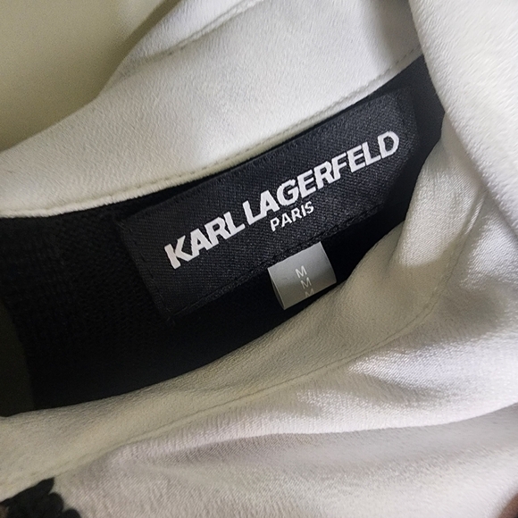 Karl Lagerfeld White and Black Collar Detail Sweater Size M - Picture 3 of 4